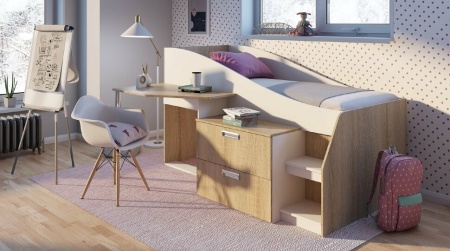 Детский Гарнитур Скаут Дуб Сонома/Белый/Ш-1932 х В-820 х Г-1382 мм