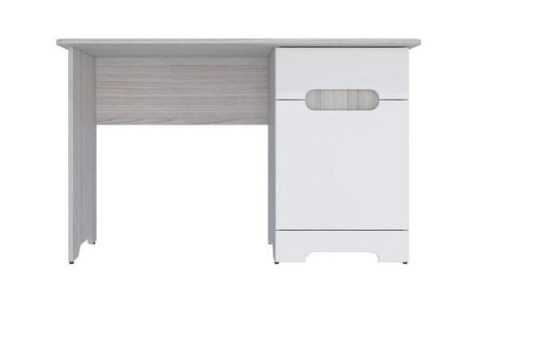 Стол Письменный Палермо МДФ (Ш-1200 х Г-550 x В-750 мм) Ясень Шимо Светлый/ фасад Белый Глянец